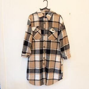 Plaid Button-Up Shirt Dress
